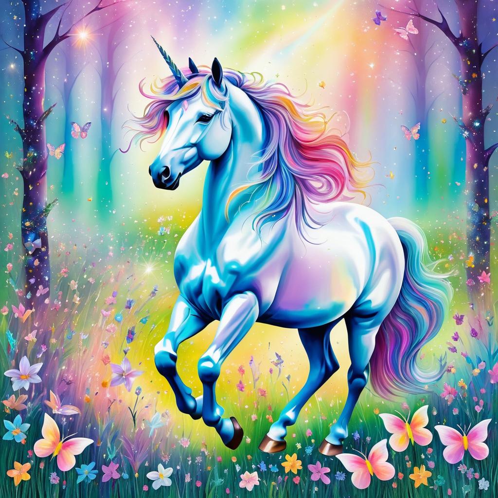 Whimsical Unicorn in a Flower Meadow