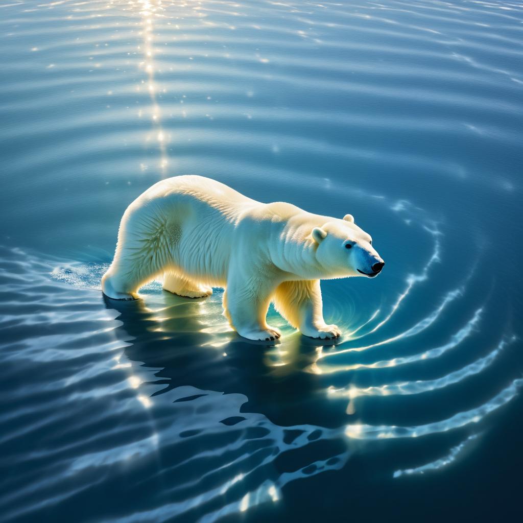 Polar Bear Swimming in Arctic Ocean