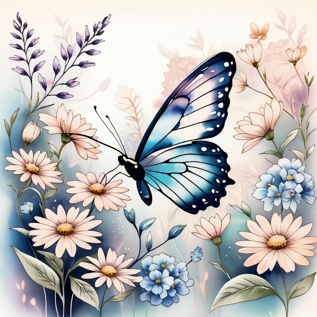 Delicate Butterfly Tattoo: Vintage Watercolor Design