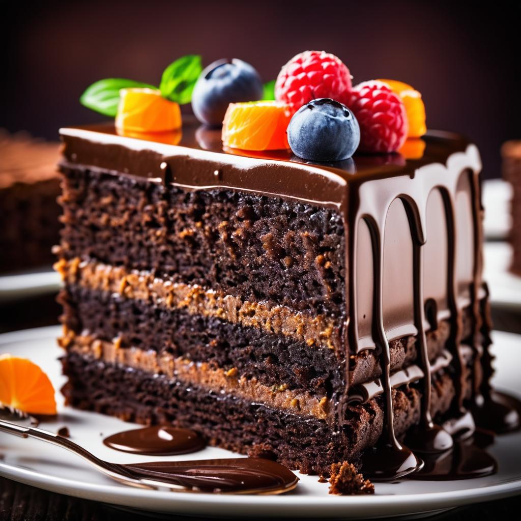 Vibrant Macro Photography of Chocolate Cake