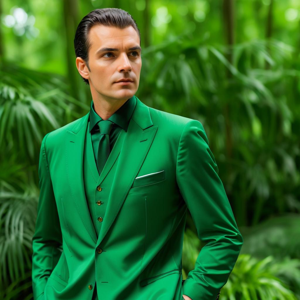 Elegant Man in Forest Green Suit