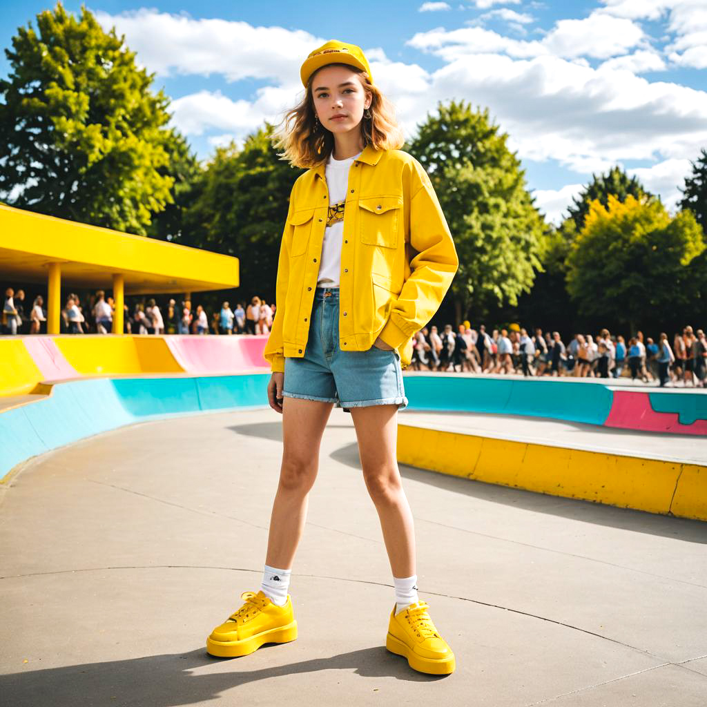 Confident Teenager in Bright Yellow Shoes