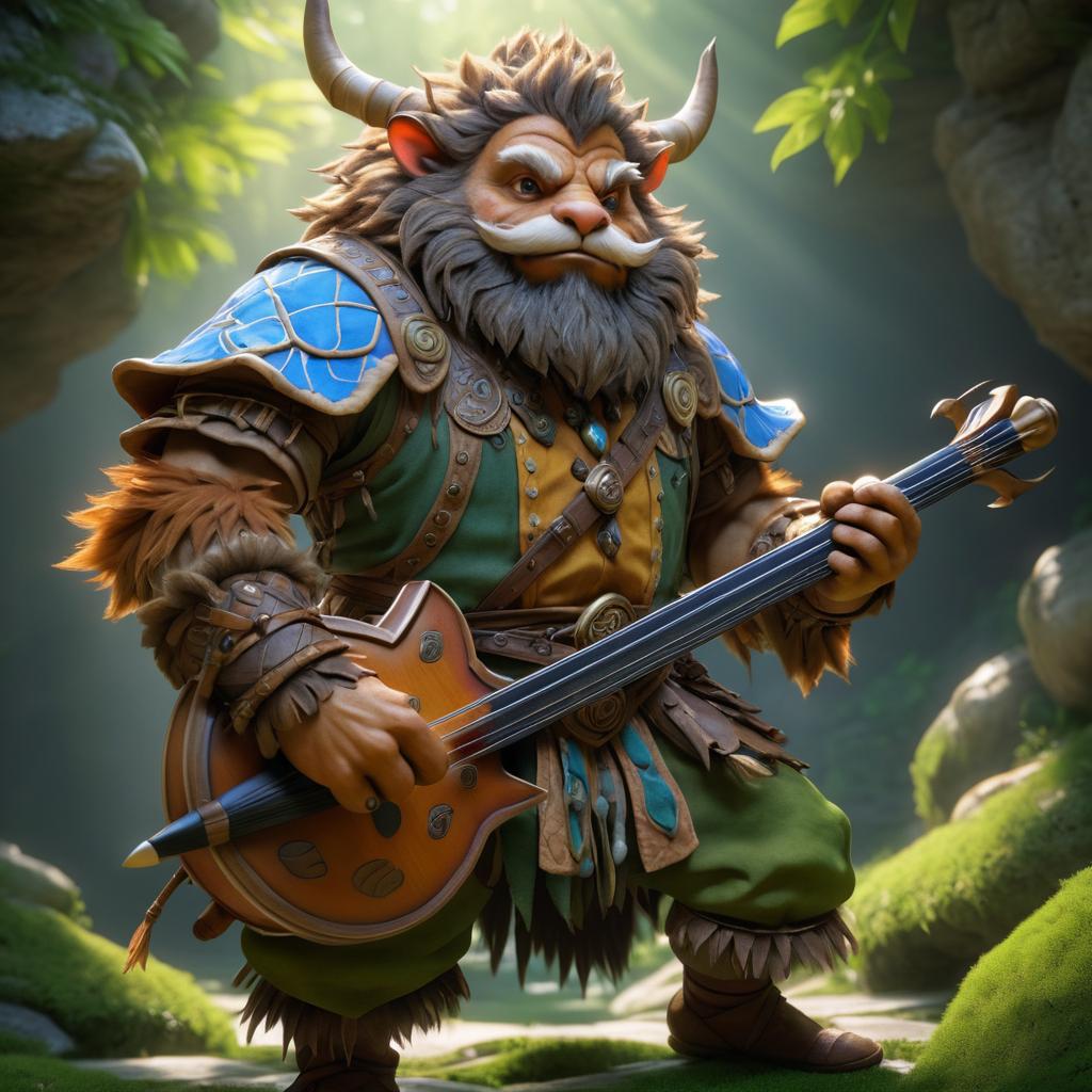 Charismatic Bugbear Bard Mixed Media Painting