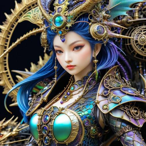 Steampunk Dragon Queen with Iridescent Armor