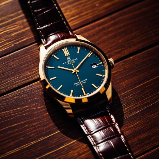 Luxury Minimalist Wristwatch on Mahogany Surface