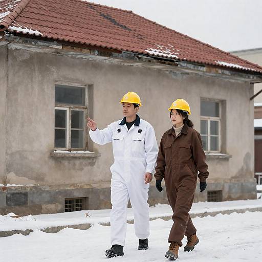 Construction Workers at Historic Building