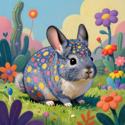 Fantastical Polka-Dotted Chinchilla Scene