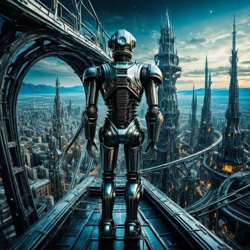 Robotic Explorer in Surreal Cityscape Robotic Explorer in Surreal Cityscape