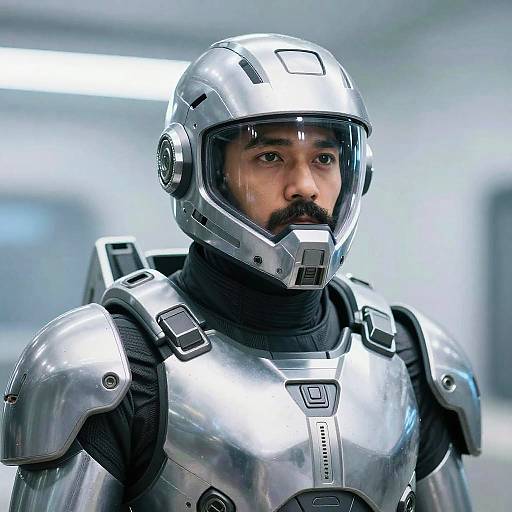 Futuristic Armored Man with Visor