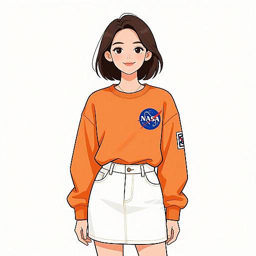 Smiling Woman in NASA Sweatshirt