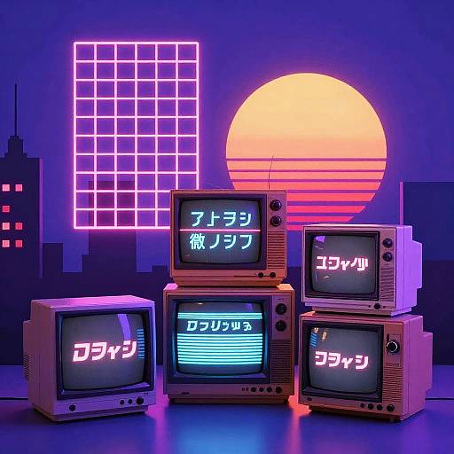 Vaporwave 80s Retro Futuristic Scene