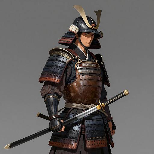 Profile View of a Focused Samurai