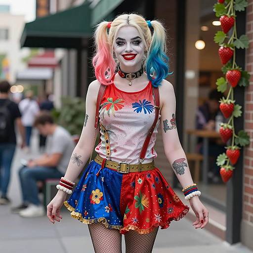 Harley Quinn Cosplay in Colorful Dress