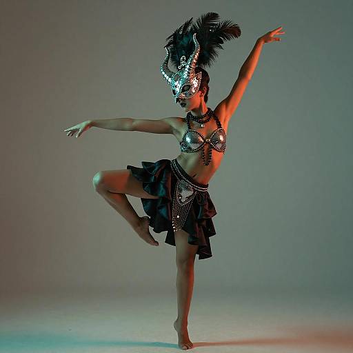 Neon-lit Androgynous Diablada Devil