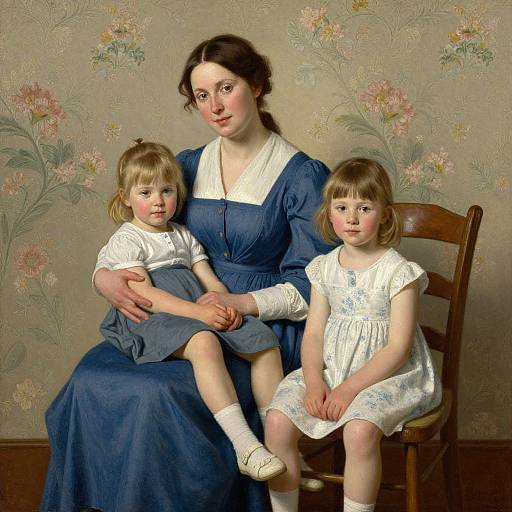 Serene Family Portrait with Floral Backdrop