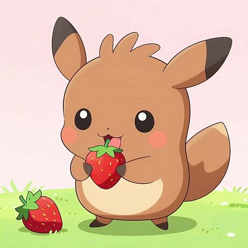 Kawaii Jigglypuff Picking Strawberries