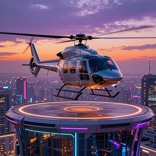 Cyberpunk Helicopter Rooftop Landing