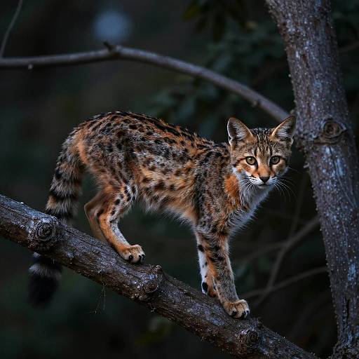 Gato Zorro on Tree Branch at Dusk