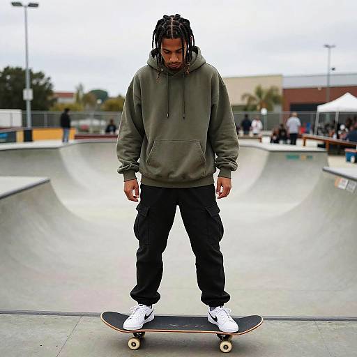 Urban Skateboarder with Box Braids