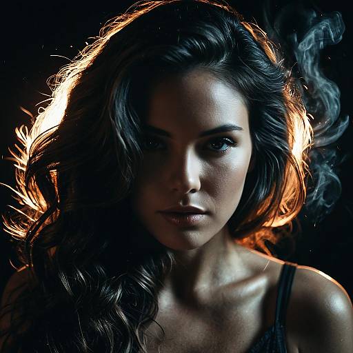 Expressive Portrait of Woman with Volumetric Lighting