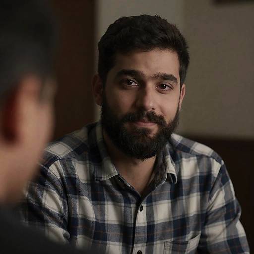 Portrait of a Bearded Man in Plaid