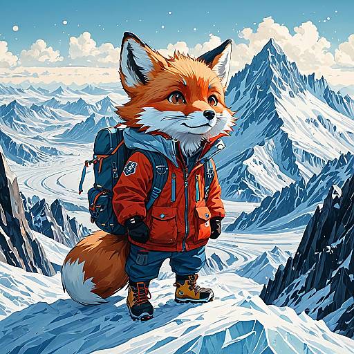 Red Fox Explorer on Icy Mountain Summit
