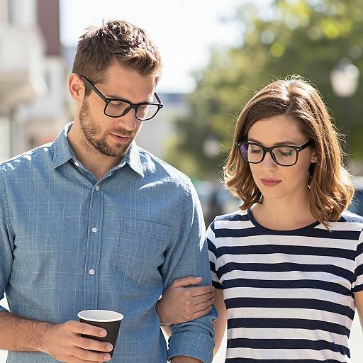 Couple in Sunlit Outdoor Scene