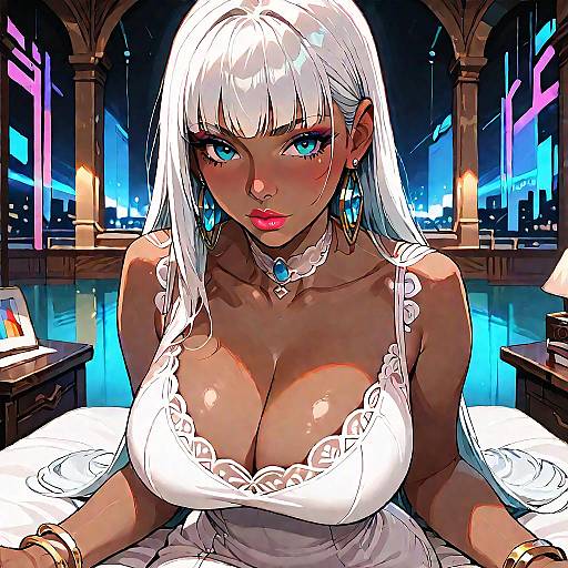 Detailed Dark-Skinned Anime Girl Portrait