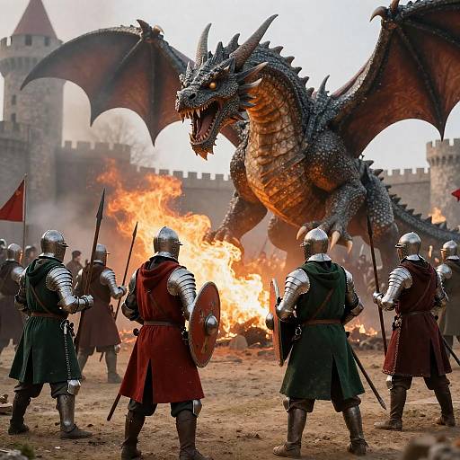 Epic Medieval Battle with a Dragon