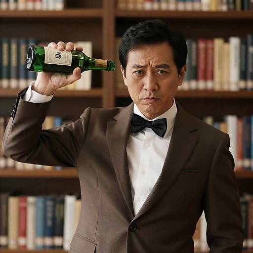 Determined Man with Green Bottle Portrait