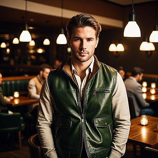 Elegant Man in Cozy Restaurant Setting