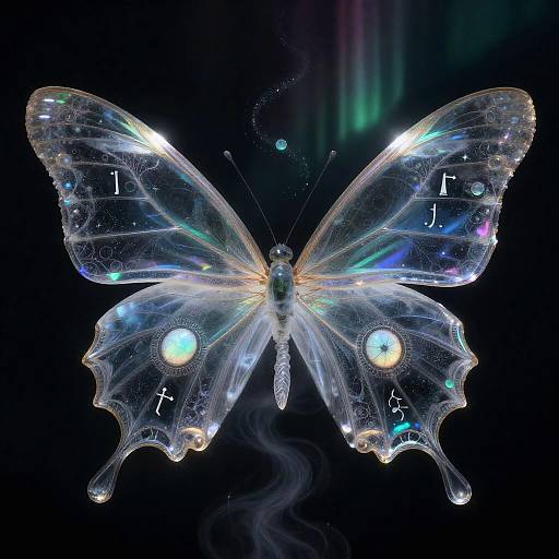 Iridescent Glass Butterfly Wings with Mystical Sigils