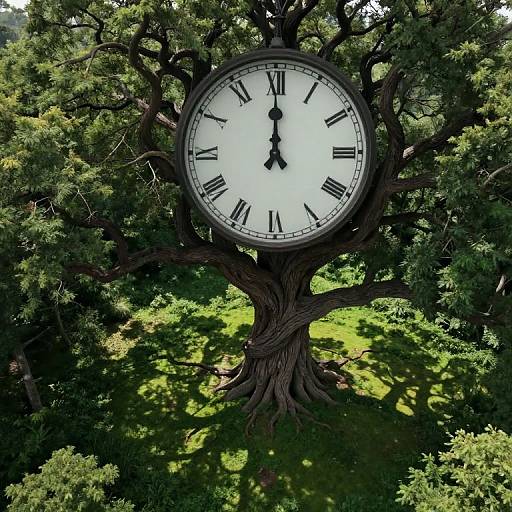 Ethereal Dreamscape with Ancient Clock Tree