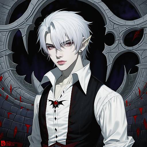 Illustration of Astarion, baldur's gate in the style of Suetake (kinrui)