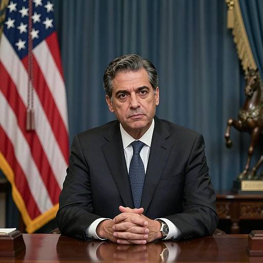 Serious Middle-Aged Man at Desk