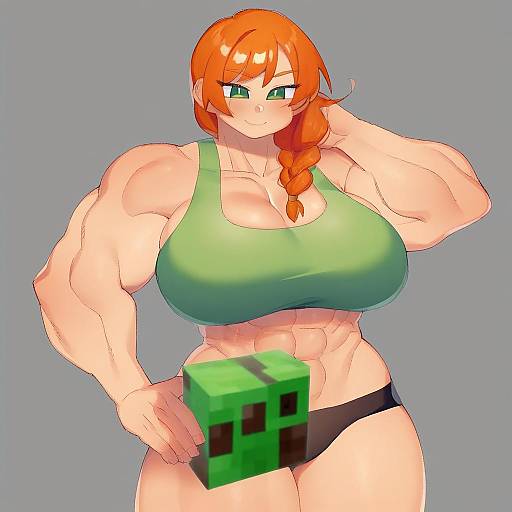 Illustration of Alex (minecraft), minecraft in the style of Kiri futoshi