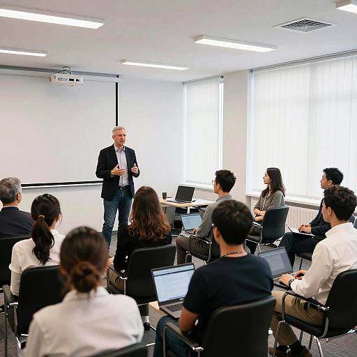 Well-Lit Conference Room Presentation Scene