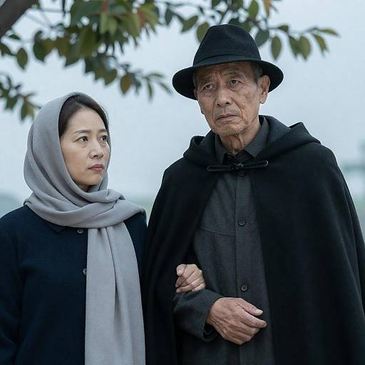 Intense Couple Under Blue Sky