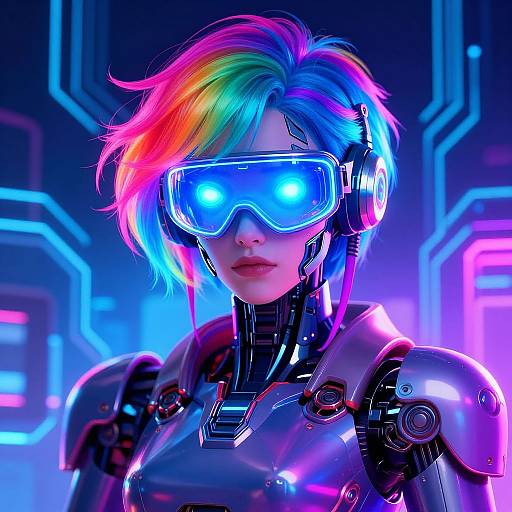 Vibrant Cyberpunk Futuristic Android