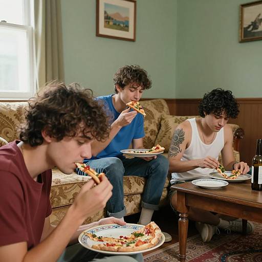 Casual Living Room Meal Scene