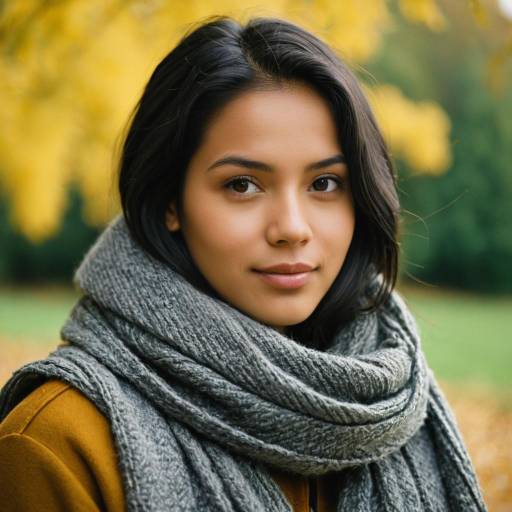 Young Woman in Chunky Gray Scarf Outdoors
