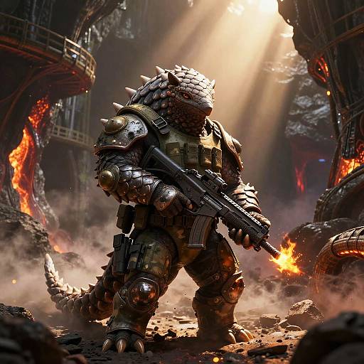 Armored Pangolin Commando in Magma Cavern