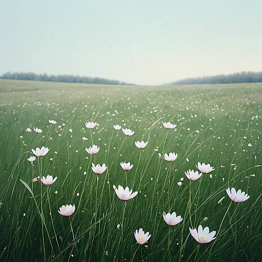 Shy Breeze Over Pale Morning Meadow
