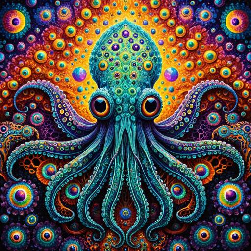 Psychedelic Hyperrealistic Squid Fantasy