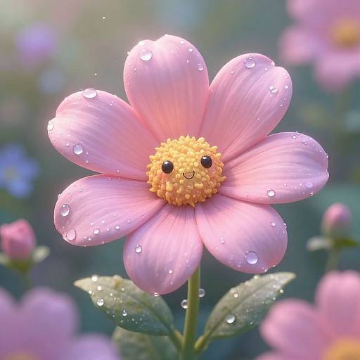 Magical Flower Creature with Dew Drops