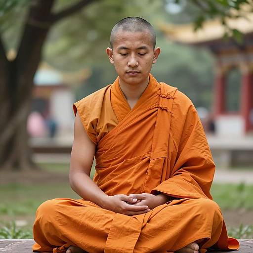 Meditating Buddhist Monk in Monastery