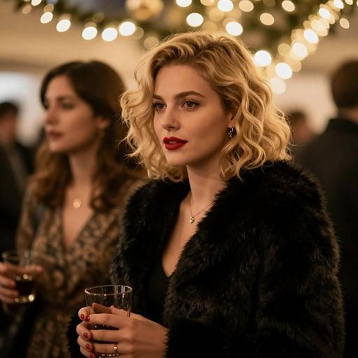 Glamorous Blonde in Warm Festive Lights