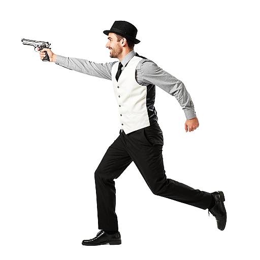 Comedic Action Shot of Running Man