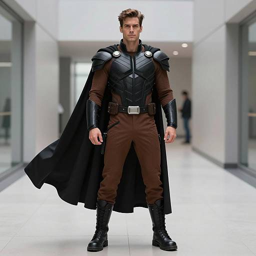 Modern Male Superhero in Black Armor