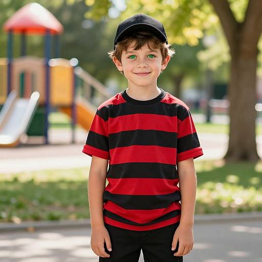Confident Boy in Sunny Park